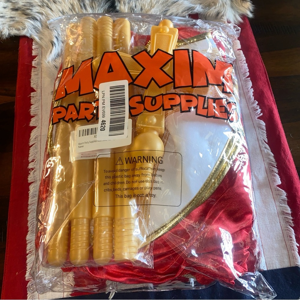 SOLD Maxin Gold and Red Party Hat Set
